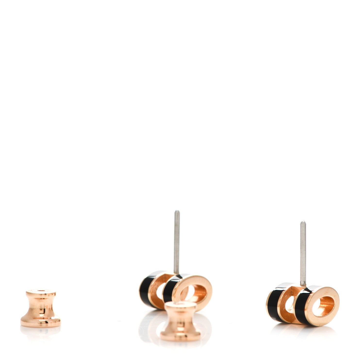 Hermes Rose Gold Lacquered Pop H Earrings Black 3 of 6