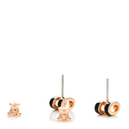 Hermes Rose Gold Lacquered Pop H Earrings Black 3 of 6