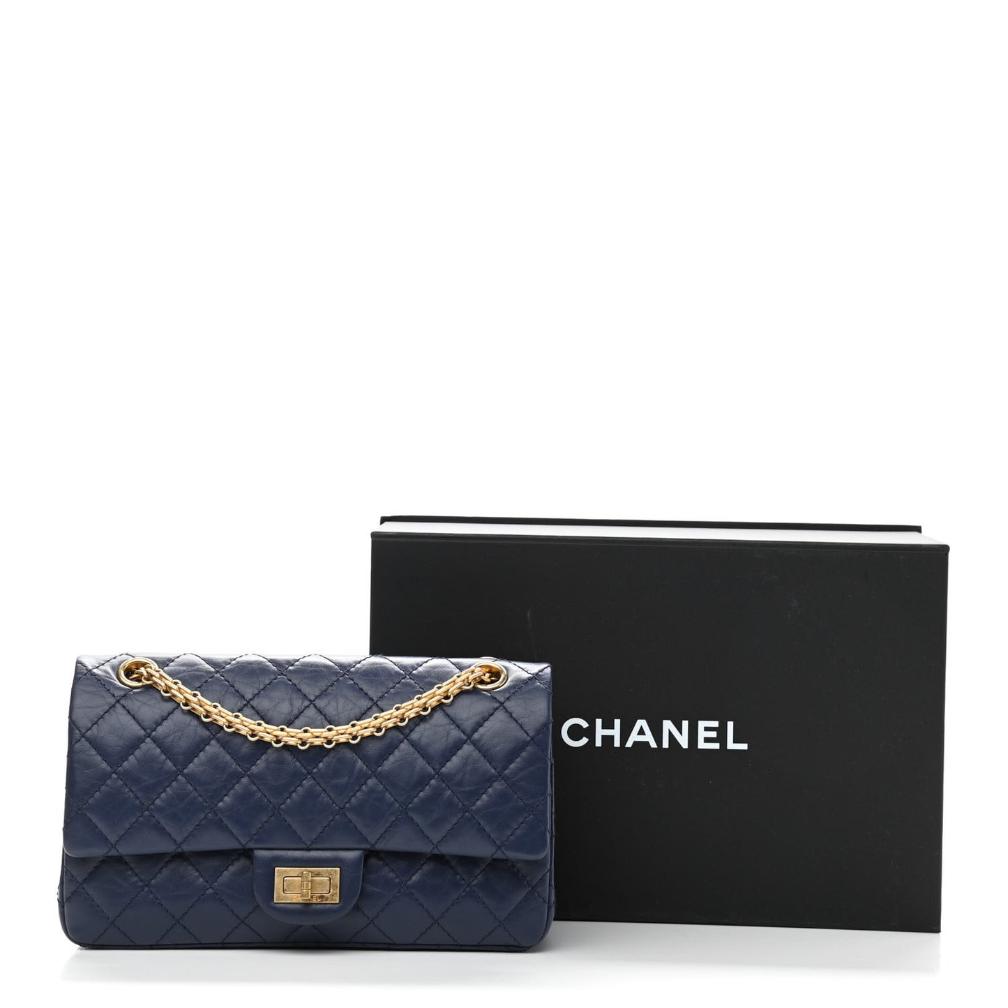 Aged Calfskin Quilted 2.55 Reissue 225 Flap Navy