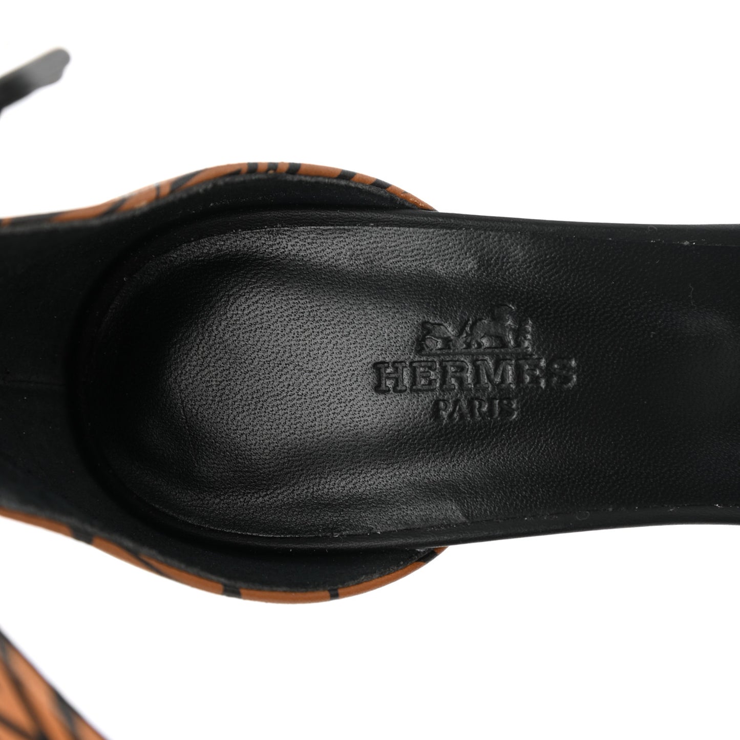 Calfskin Printed Acapulco Wedge Sandals 38.5 Black Naturel