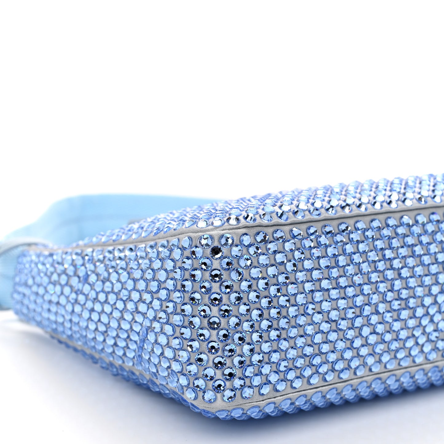Satin Crystal Mini Re-Edition 2000 Bag Celeste