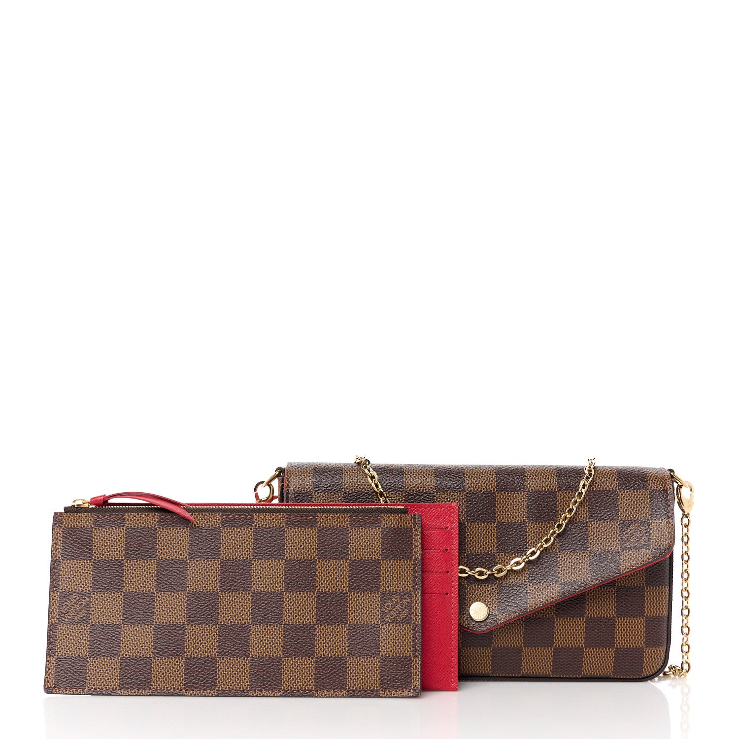 Louis Vuitton Damier Ebene Pochette Felicie Chain Wallet 3 of 17