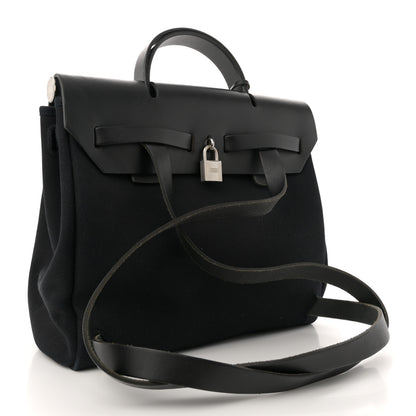 Hermes Toile Vache Calfskin Herbag 30 PM Backpack Black 4 of 14
