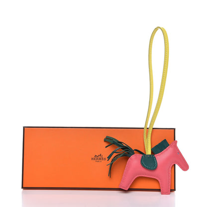 Hermes Milo Lambskin Grigri Rodeo Horse Bag Charm PM Rose Azalee Malachite Lime 5 of 5