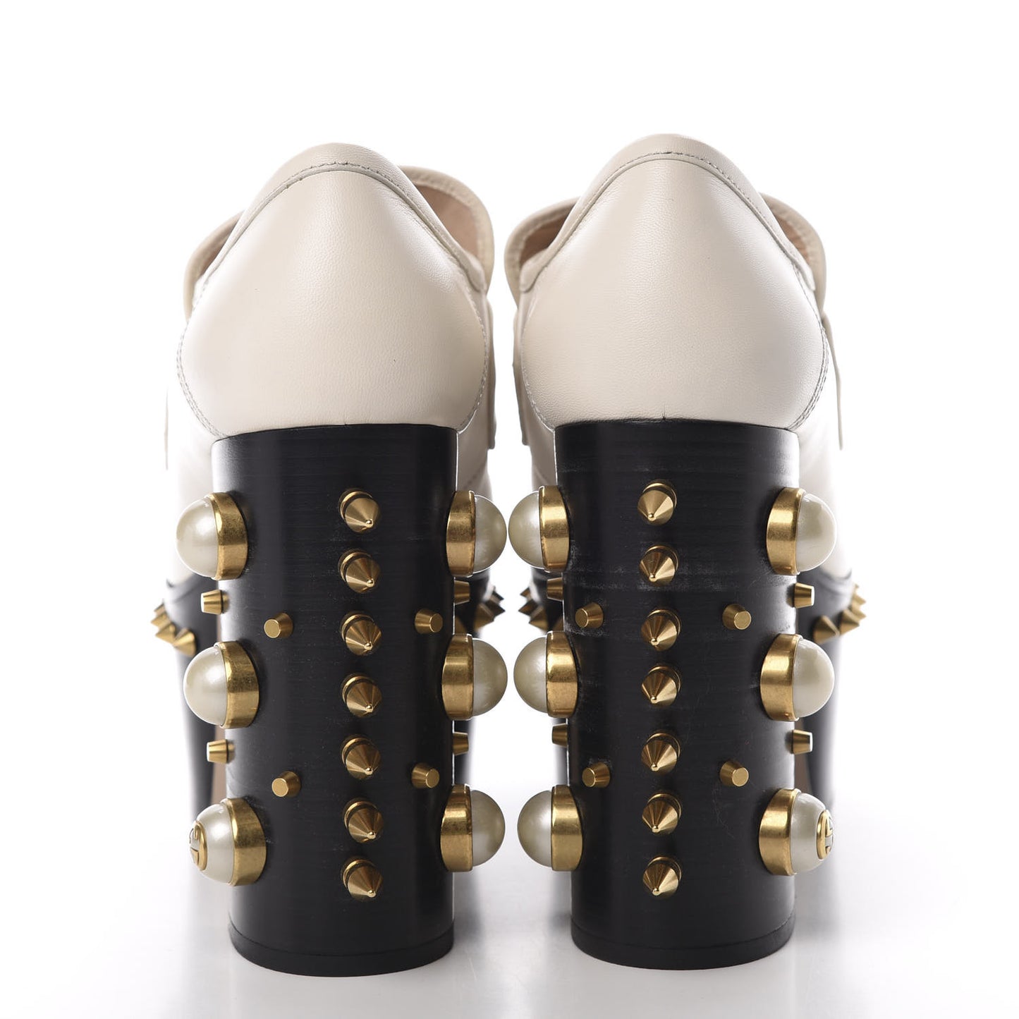 Malaga Kid Pearl Studded Spiked Vegas Platform Loafer 38.5 Mystic White
