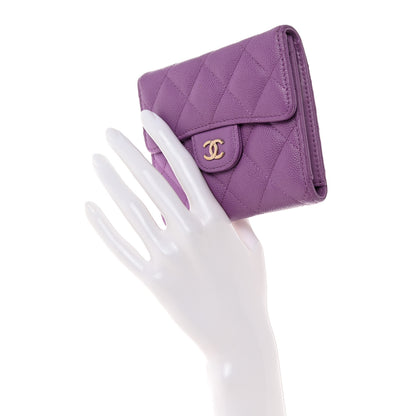 Chanel Caviar Quilted Compact Flap Wallet Purple 2 of 10