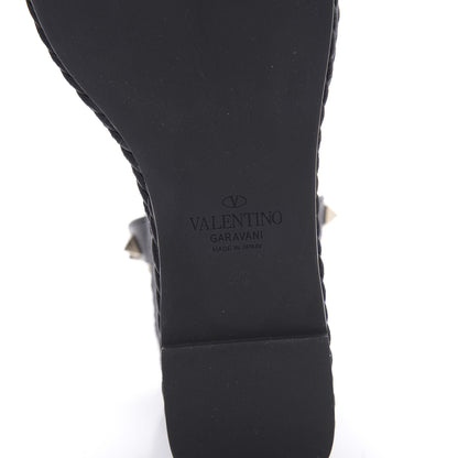 Valentino Garavani Calfskin Rockstud Ankle Strap Torchon Espadrille 25/95mm Wedge Sandals 40 Black 8 of 10