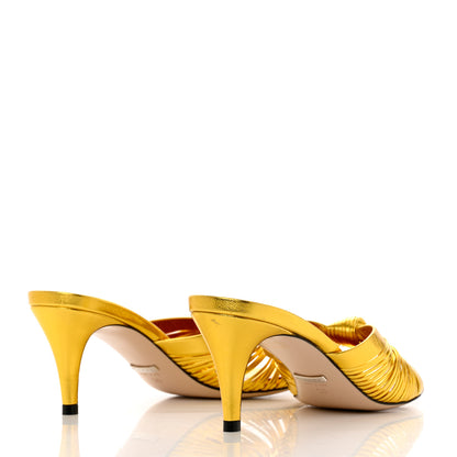 Gucci Metallic Nappa Crawford Knotted Mid Heel Slides 36 Gold 4 of 8