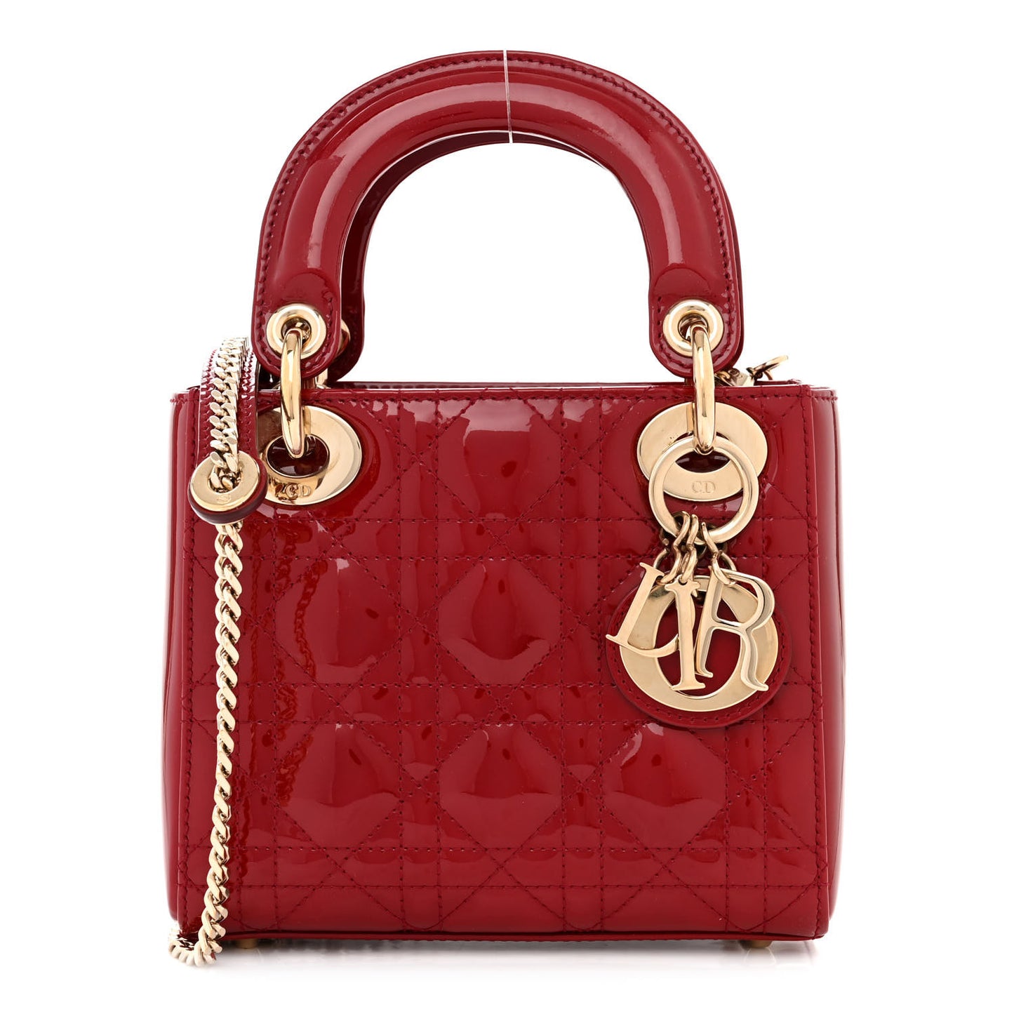 Patent Cannage Mini Lady Dior Red