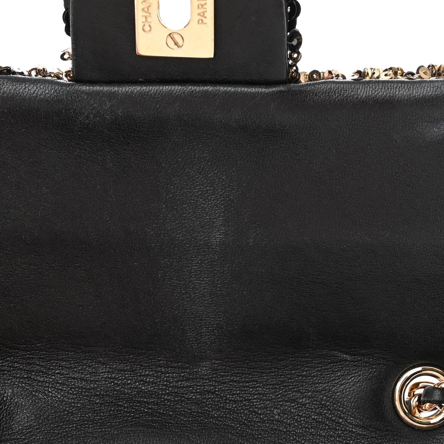 Chanel Sequin Striped Classic Mini Flap Black Gold 12 of 13