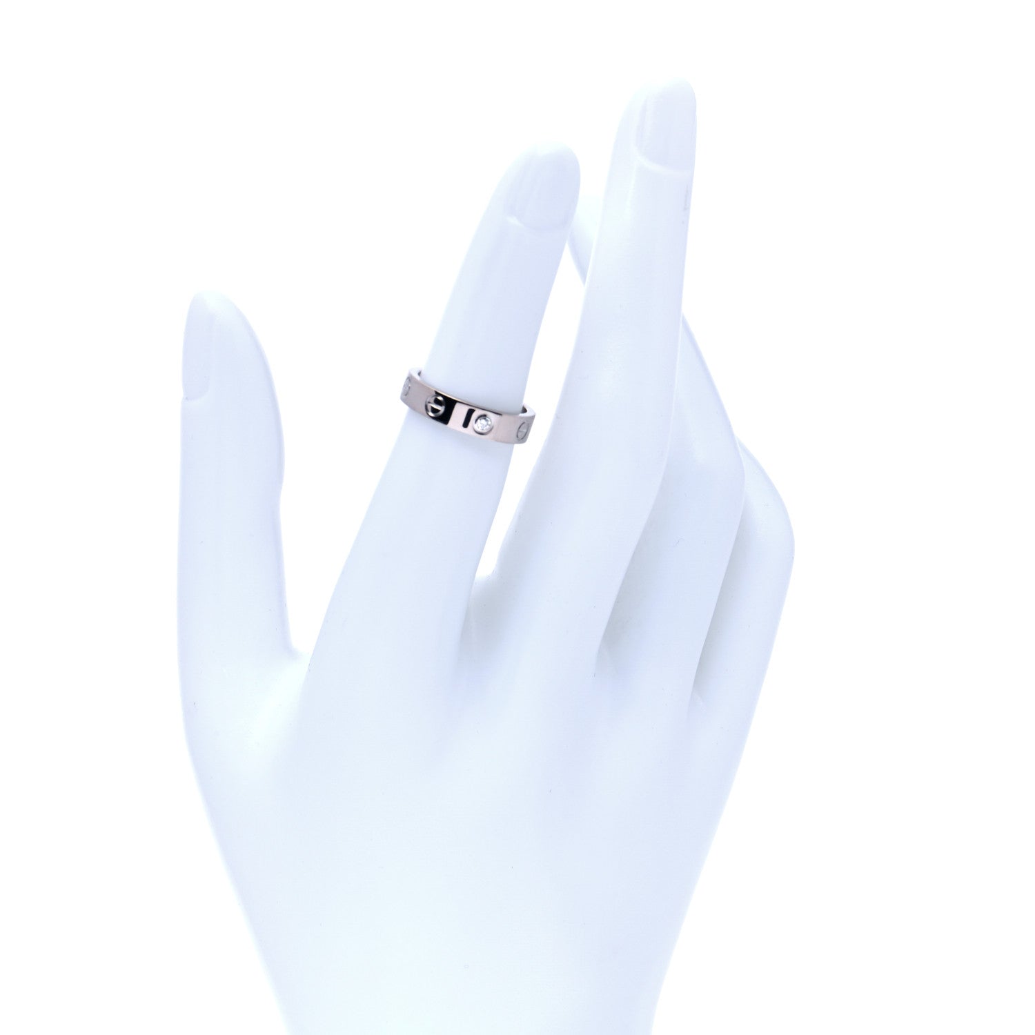 Cartier 18K White Gold Diamond 4mm LOVE Wedding Band Ring 49 4.75 2 of 6