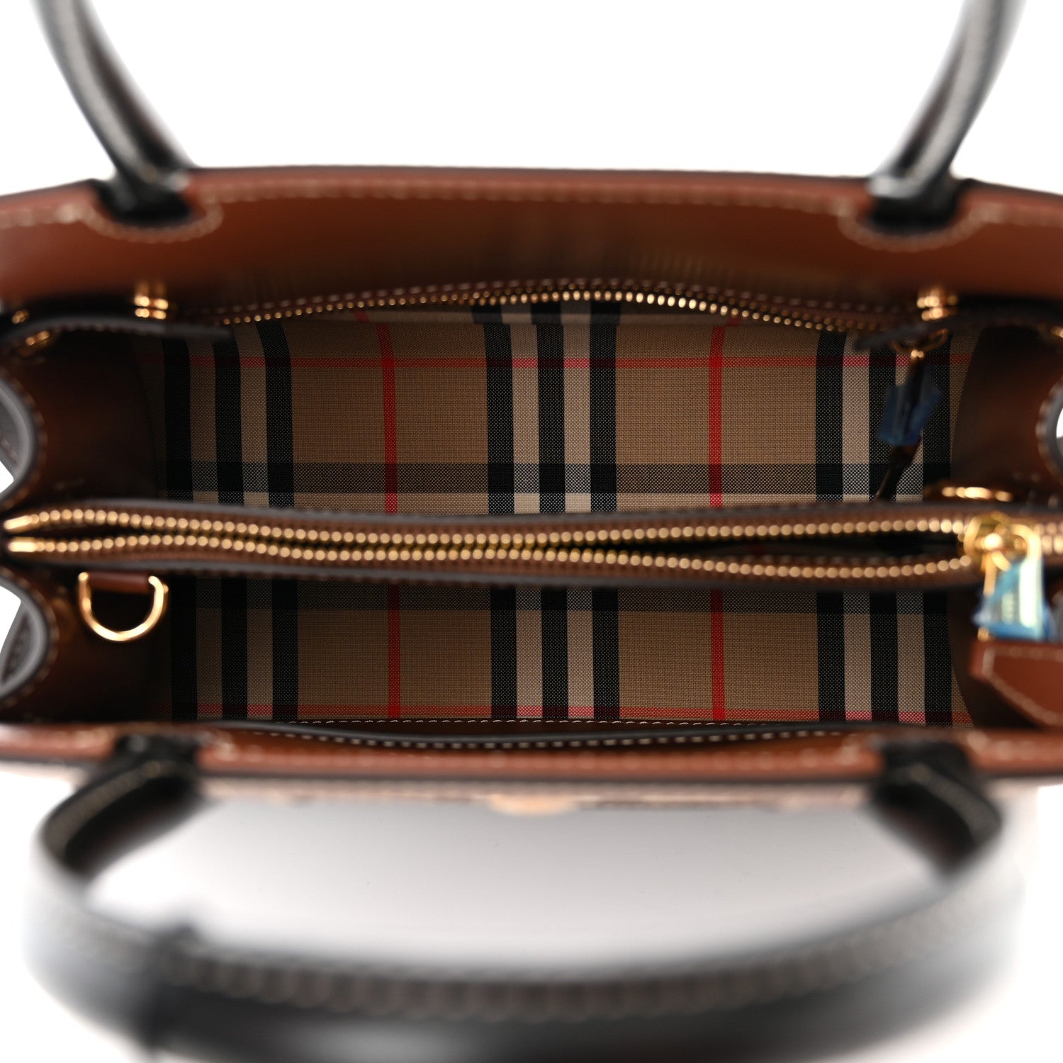 Burberry Calfskin Vintage Check Mini Two Handle Title Bag Black 5 of 9
