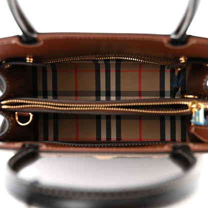 Burberry Calfskin Vintage Check Mini Two Handle Title Bag Black 5 of 9