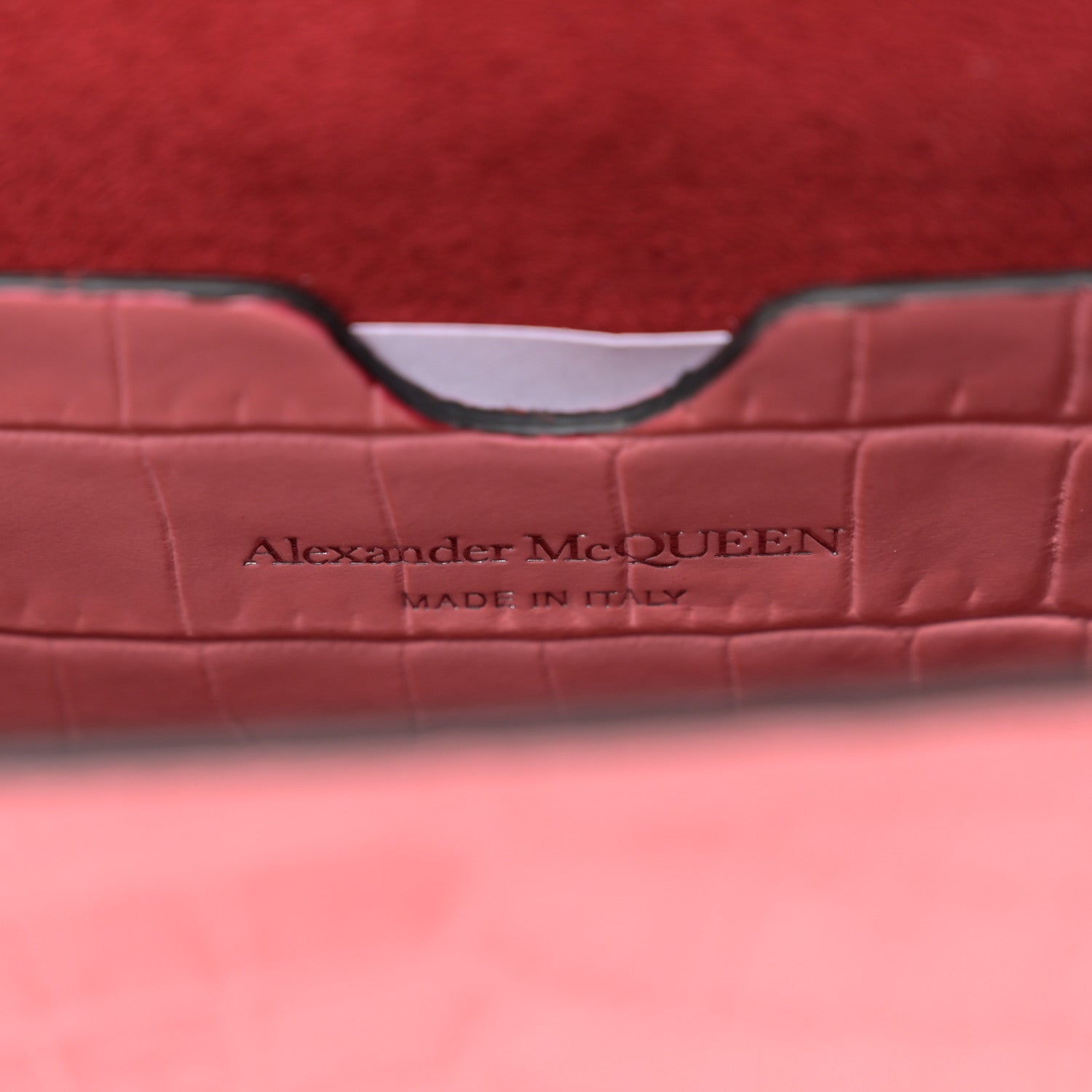 Alexander McQueen Calfskin Crocodile Embossed Skull Mini Crossbody Bag Coral 6 of 10