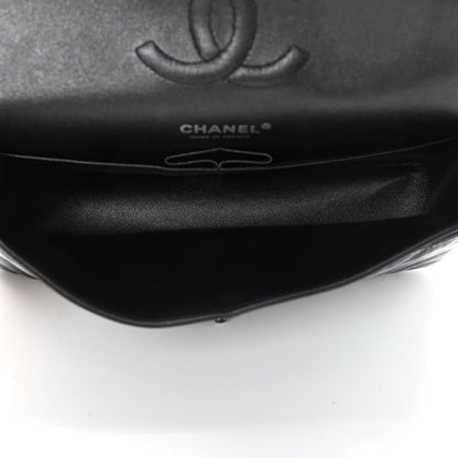 Chanel Metallic Patent Crumpled Calfskin Chevron Quilted Medium Double Flap So Black 4 of 7