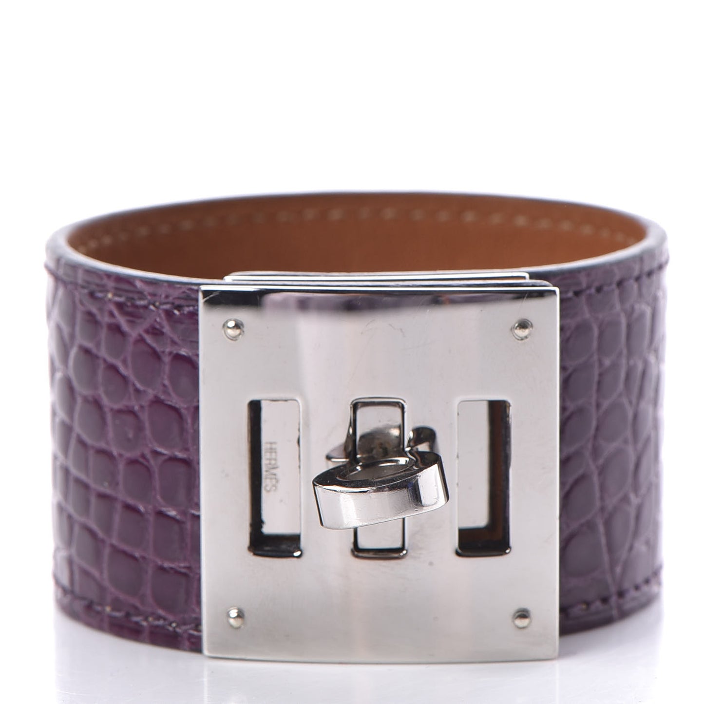 Shiny Alligator Kelly Dog Cuff Amethyst