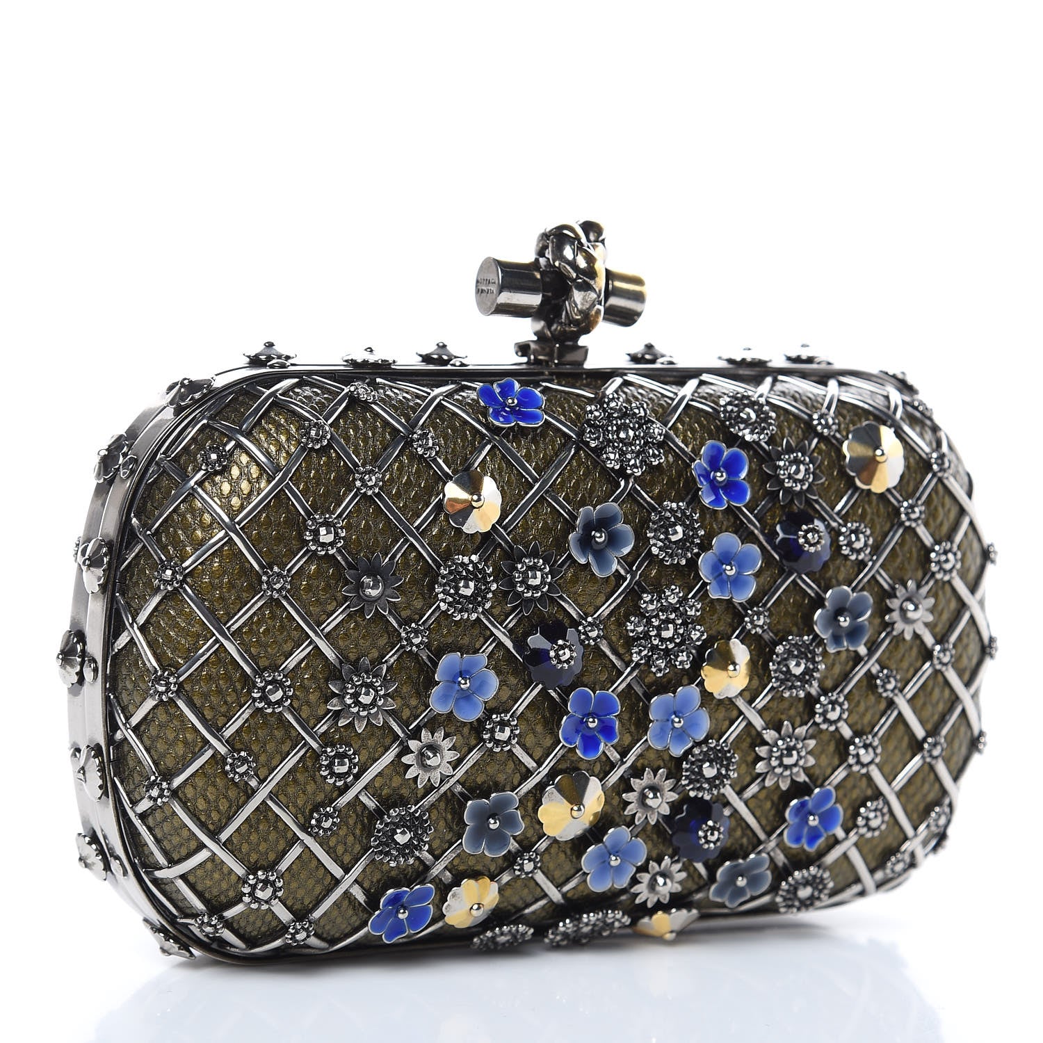 Bottega Veneta Karung Metal Embellished Knot Clutch Antique Brass 2 of 7