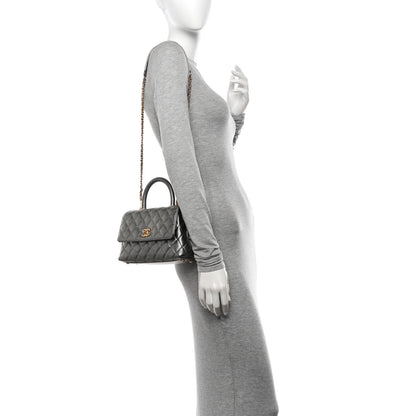 Chanel Metallic Caviar Quilted Mini Coco Handle Flap Silver 2 of 10