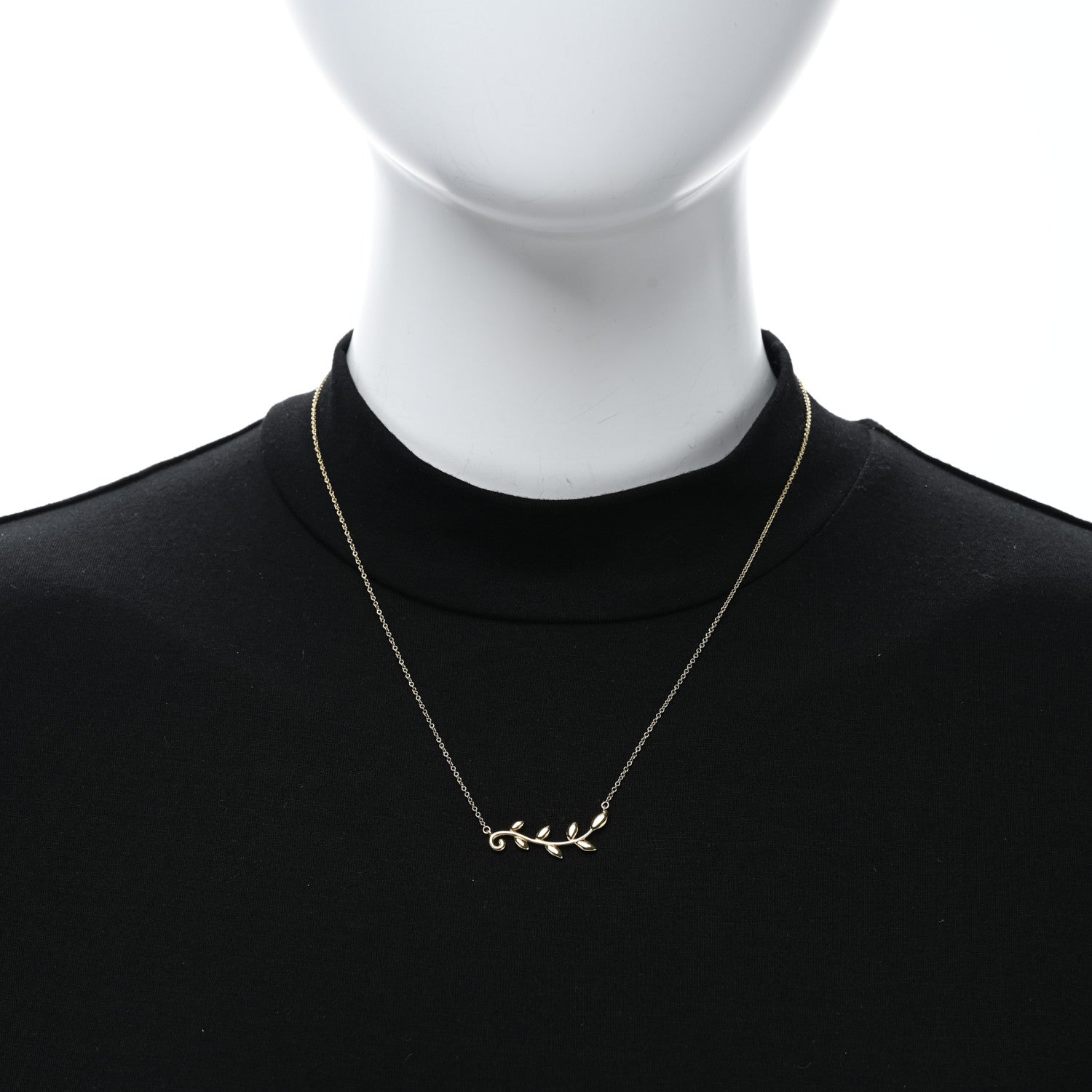 Tiffany 18K Yellow Gold Paloma Picasso Olive Leaf Vine Pendant Necklace 3 of 5