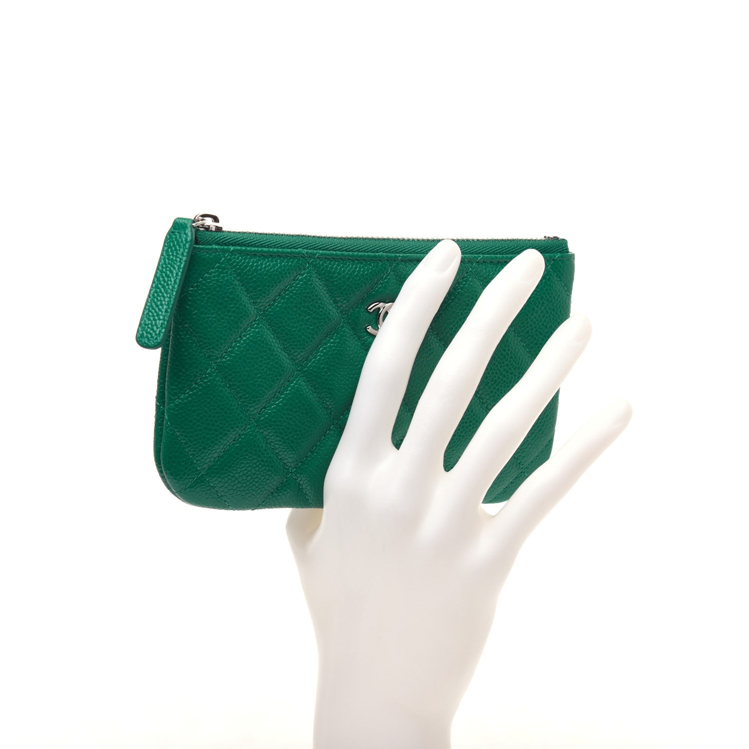 Chanel Caviar Quilted Small Cosmetic Case Green 2 of 10