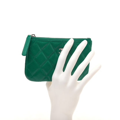 Chanel Caviar Quilted Small Cosmetic Case Green 2 of 10