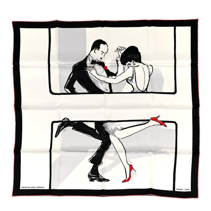 Hermes Silk Swinging Saint Germain Scarf 70 White Black Rouge 1 of 6