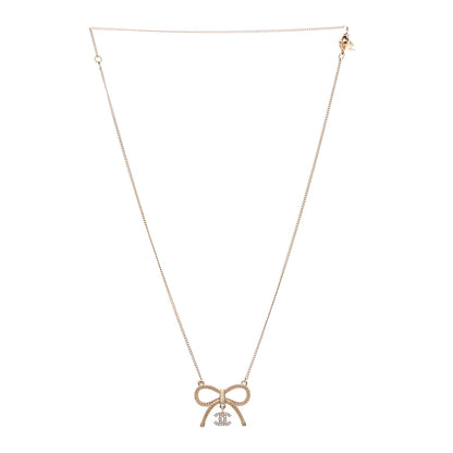 Chanel Crystal CC Bow Drop Necklace Gold 3 of 7