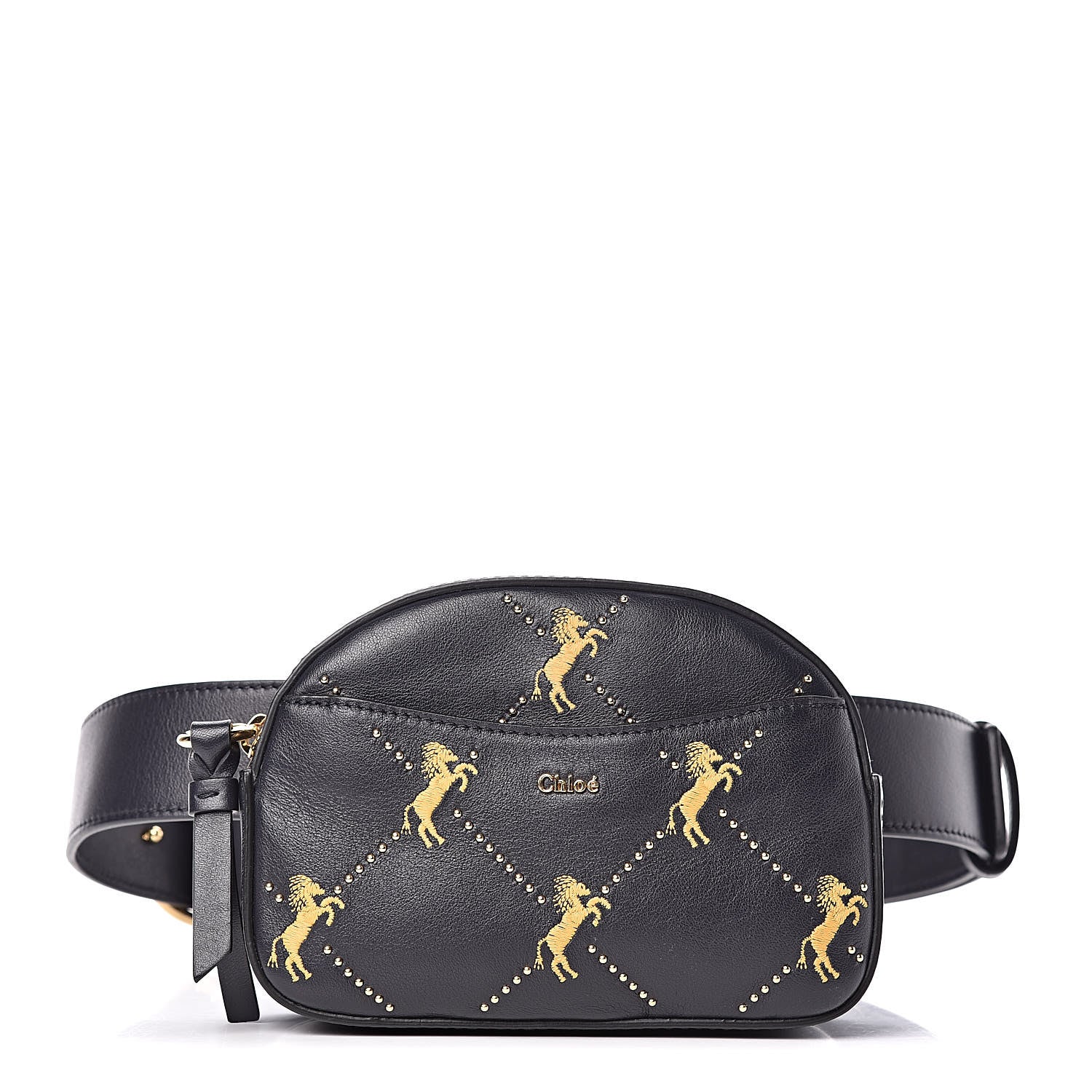 Chloe Smooth Calfskin Little Horses Embroidered Signature Belt Bag Full Blue 1 of 9