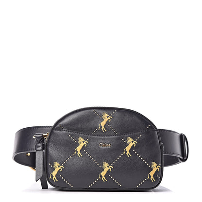 Chloe Smooth Calfskin Little Horses Embroidered Signature Belt Bag Full Blue 1 of 9