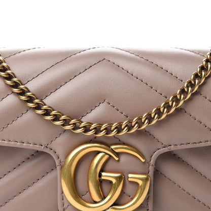 Gucci Calfskin Matelasse Super Mini GG Marmont Shoulder Bag Porcelain Rose 10 of 11
