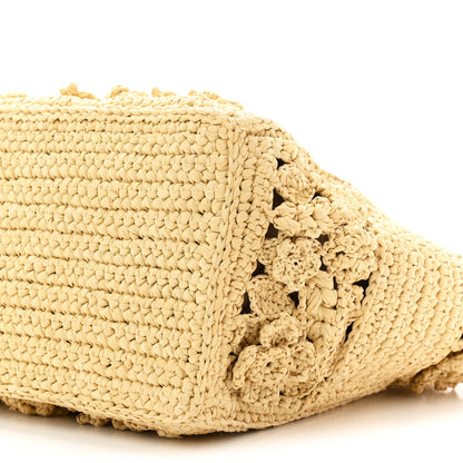Christian Dior Woven Raffia Floral Embellished Small Book Tote Natural 11 of 11