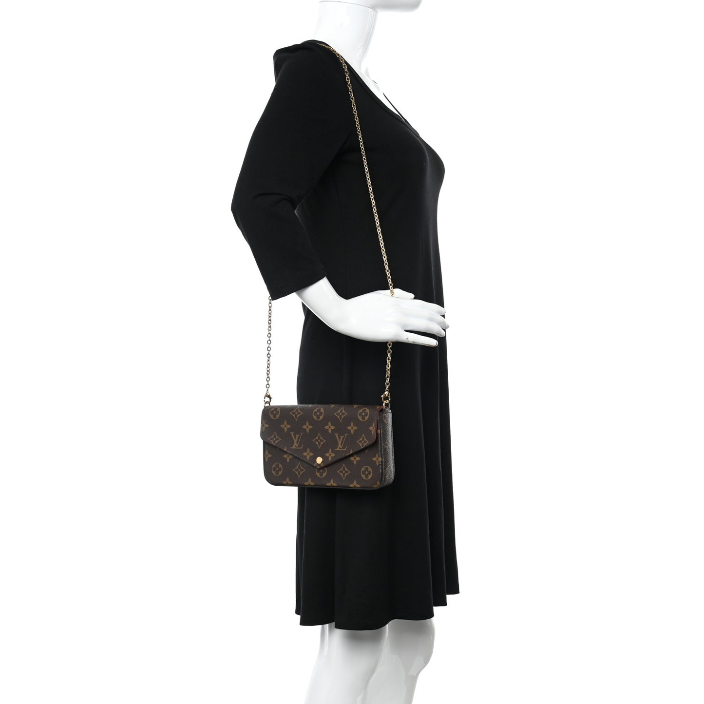 Monogram Pochette Felicie Chain Wallet Fuchsia