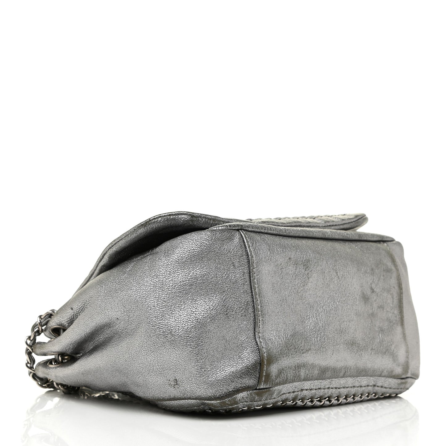 Metallic Deerskin Luxe Ligne Flap Silver