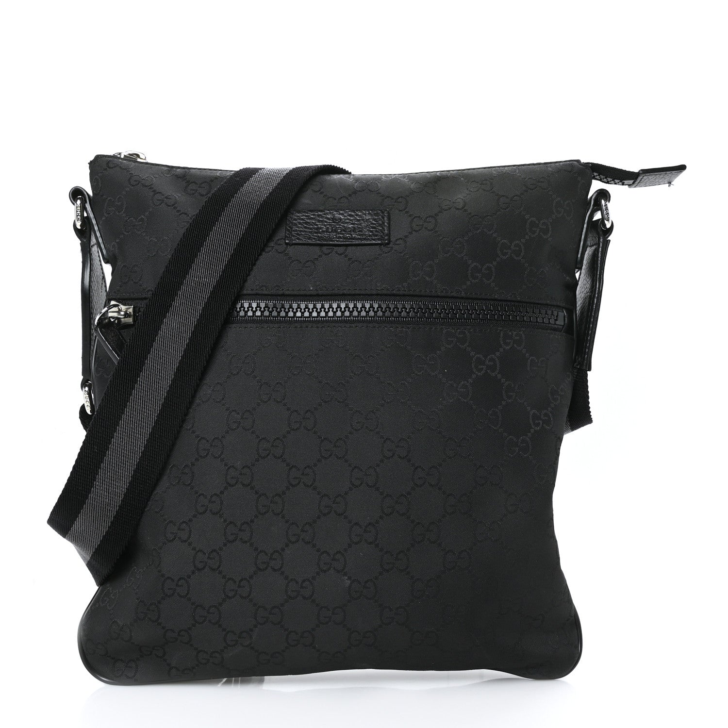 Gucci Nylon Monogram Medium Flat Messenger Bag Black 1 of 13