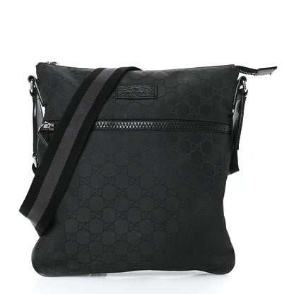 Gucci Nylon Monogram Medium Flat Messenger Bag Black 1 of 13