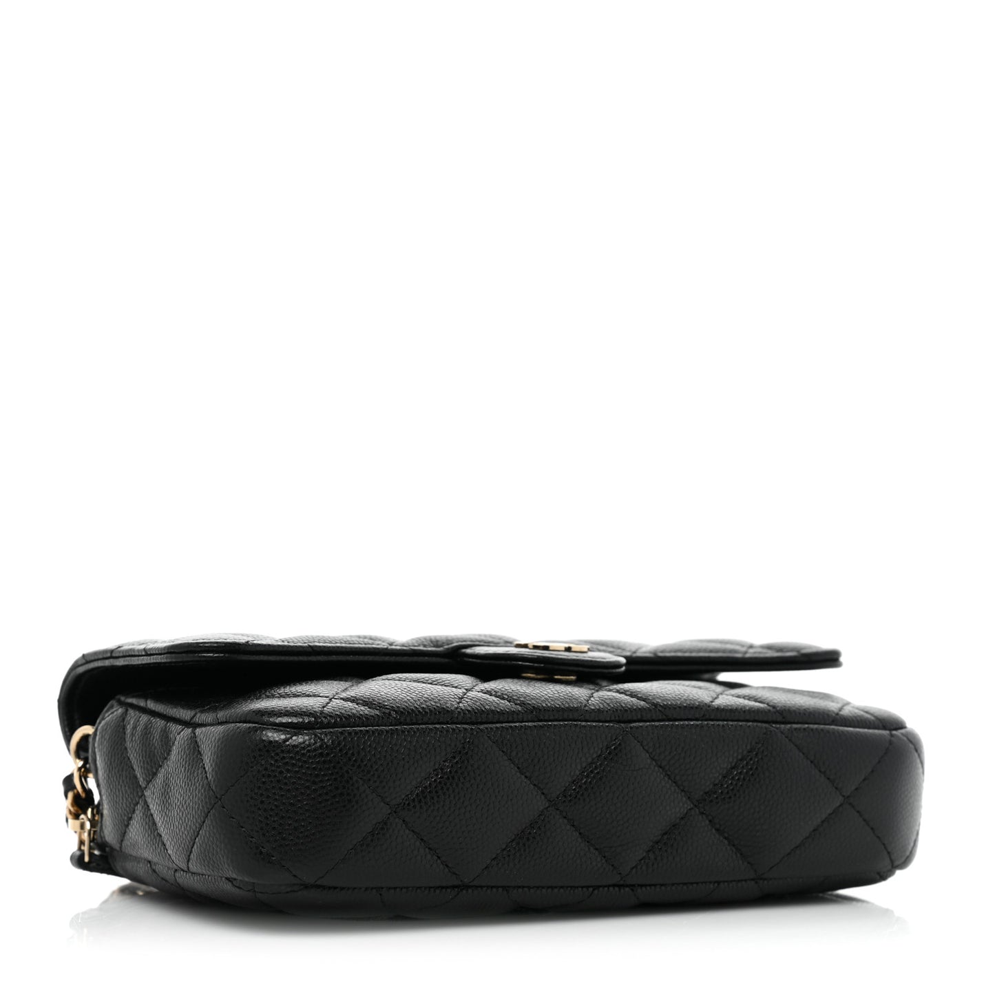 Caviar Quilted Flap Phone Holder With Chain Black