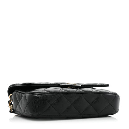 Chanel Caviar Quilted Flap Phone Holder With Chain Black 4 of 10