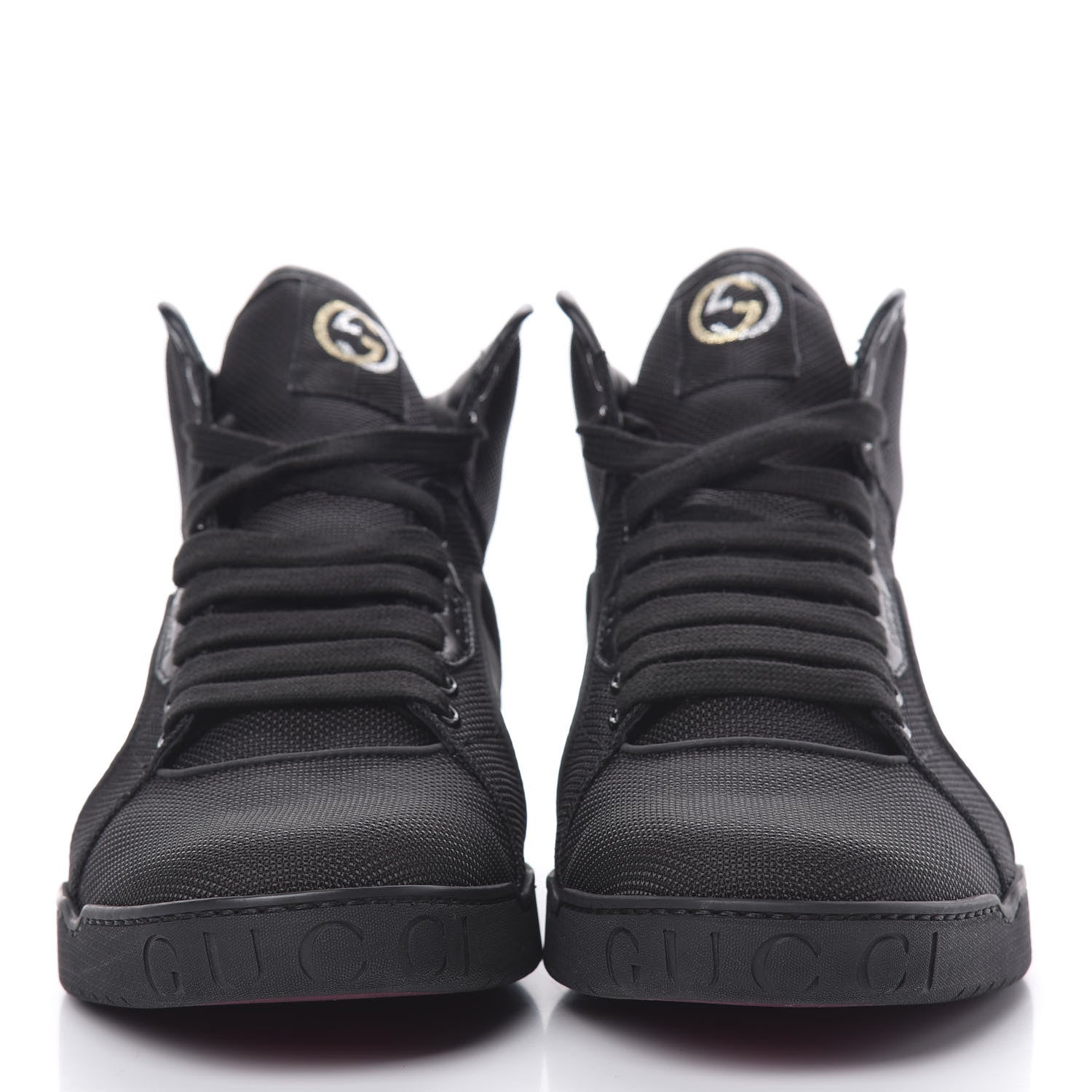 Gucci Baling Fabric Nappa Moorea Interlocking G Mens High Top Sneakers 6 Black 2 of 9