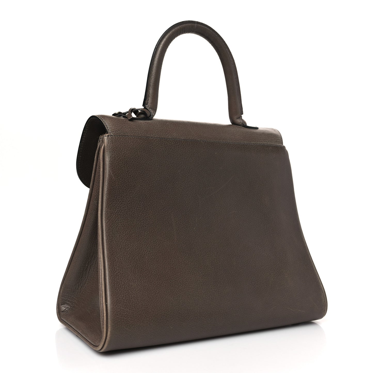 Grained Calfskin MM Brillant Satchel Smoked Brown