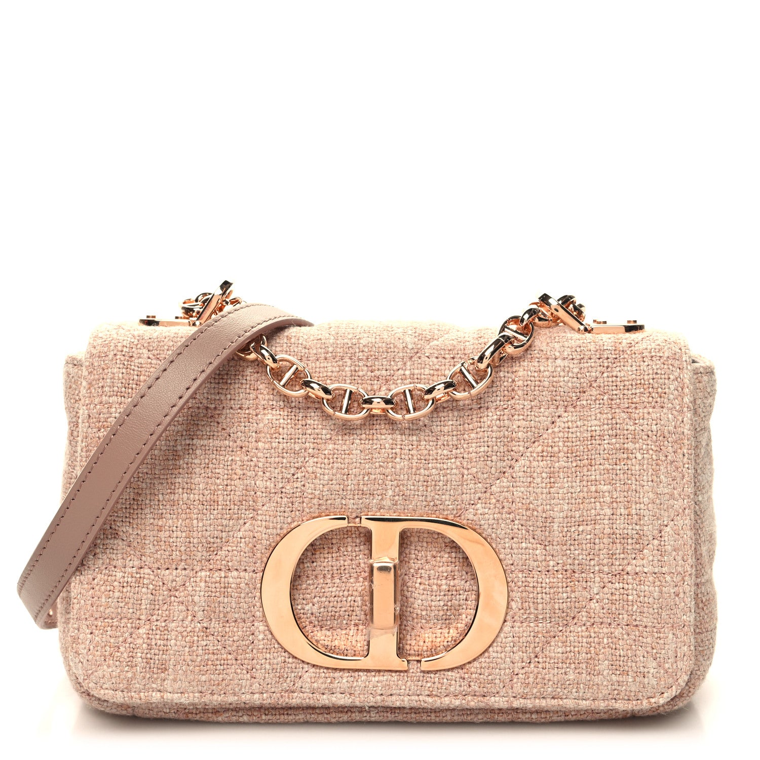 Christian Dior Linen Macrocannage Small Caro Bag Rose 1 of 10