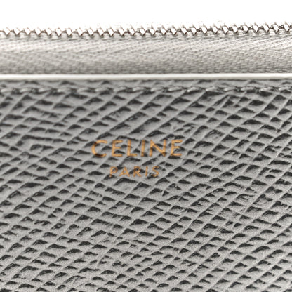Celine Laminated Grained Calfskin Zip Around Card Holder Wallet Silver 6 of 10