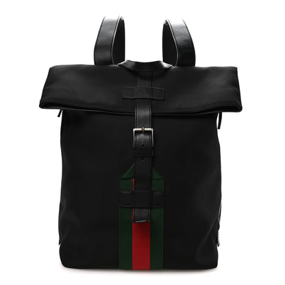 Gucci Techno Canvas Web Single Buckle Backpack Black 1 of 9