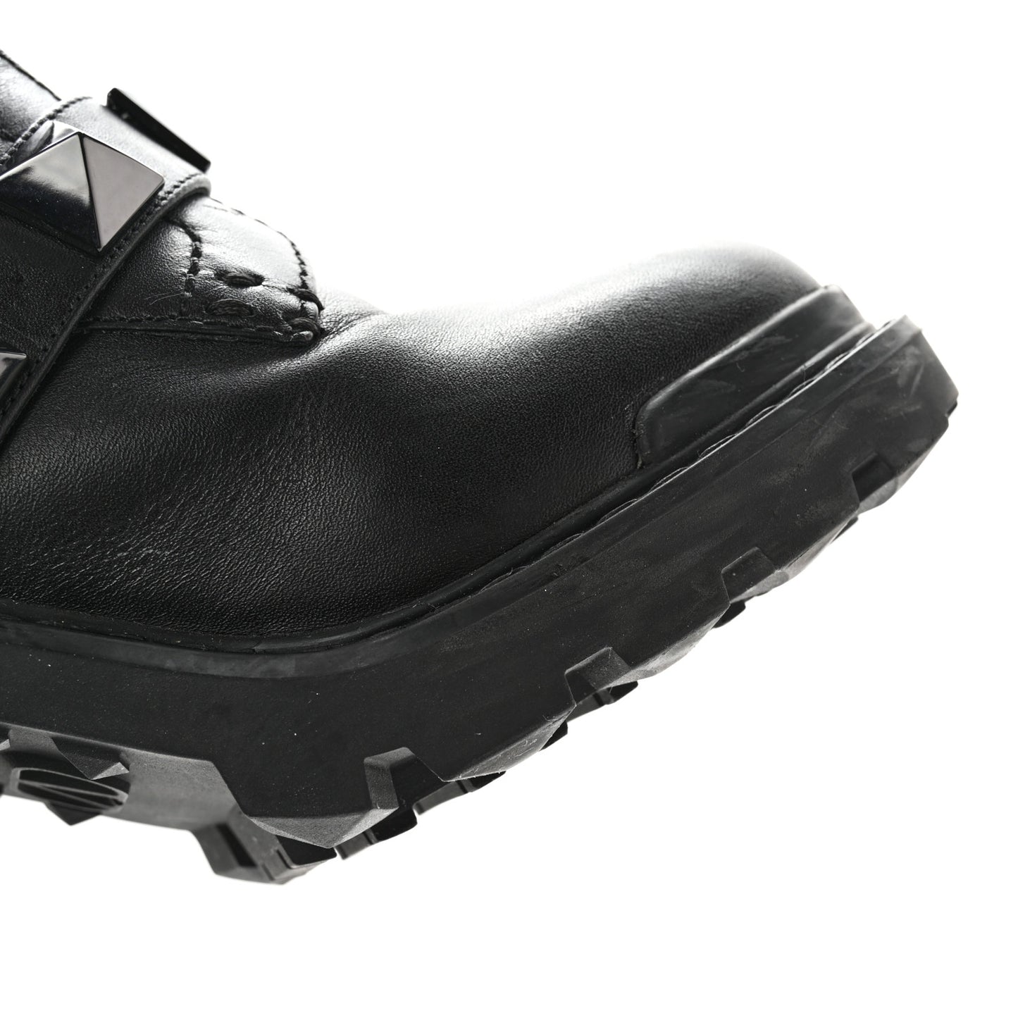 Calfskin Tonal Roman Stud 20/85mm Combat Boots 36.5 Black
