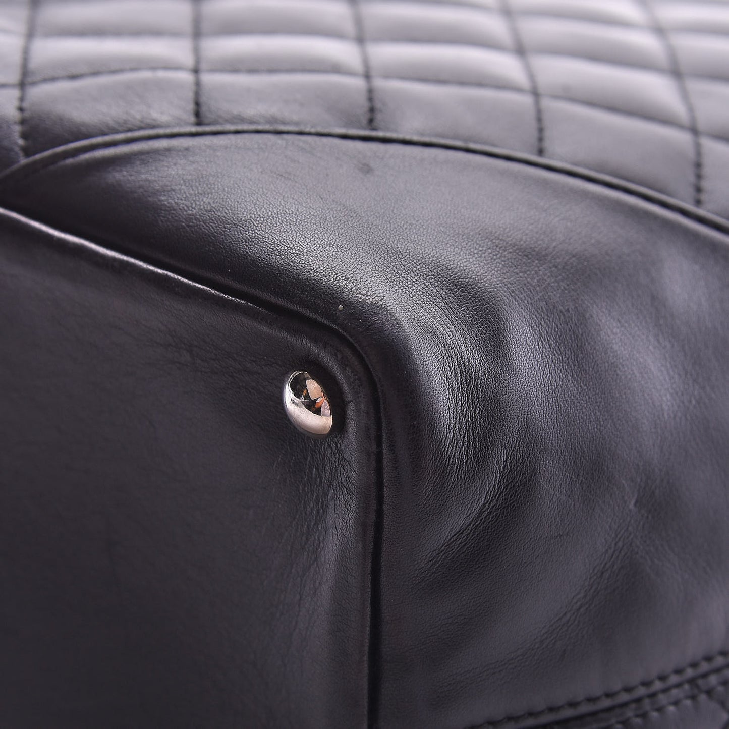 Calfskin Quilted Medium Cambon Tote Black