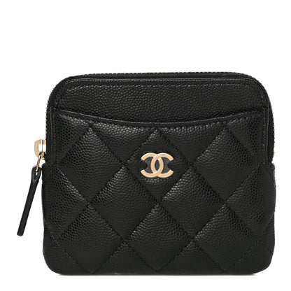 Chanel Caviar Quilted Zip Card Holder Wallet Black 1 of 11