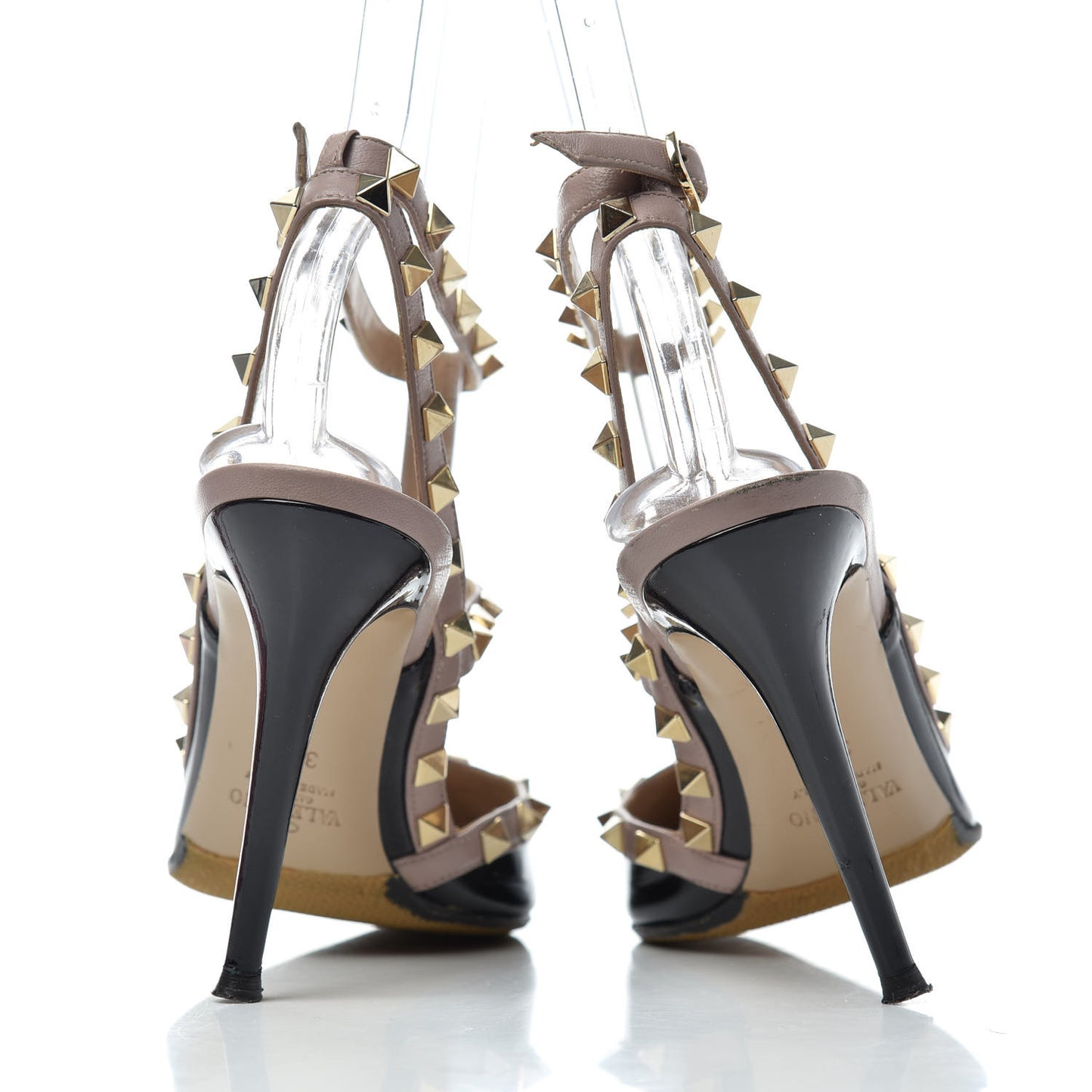 Patent Nappa Rockstud Ankle Strap 100mm Pumps 37.5 Black Poudre