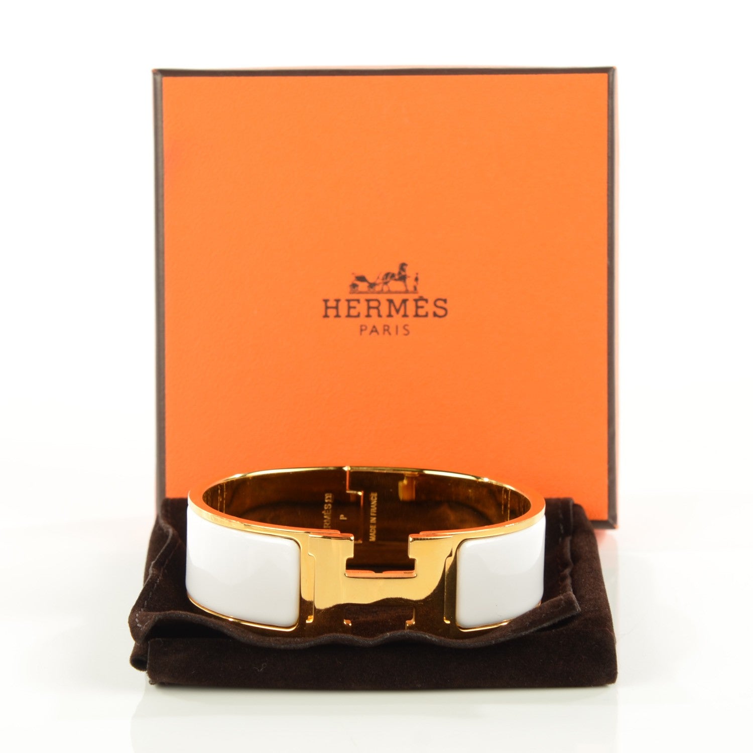 Hermes Enamel Wide Clic Clac H Bracelet GM White 6 of 7