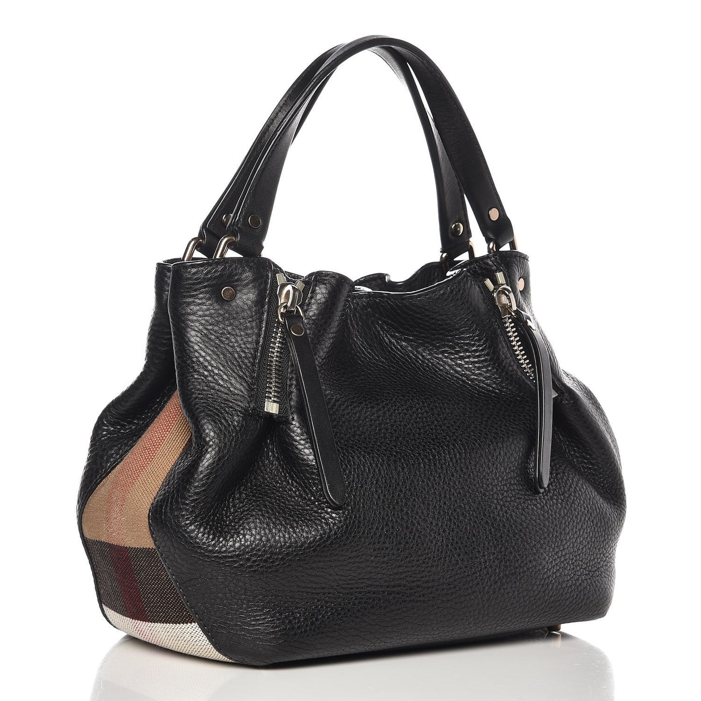 Grainy Calfskin House Check Small Maidstone Black