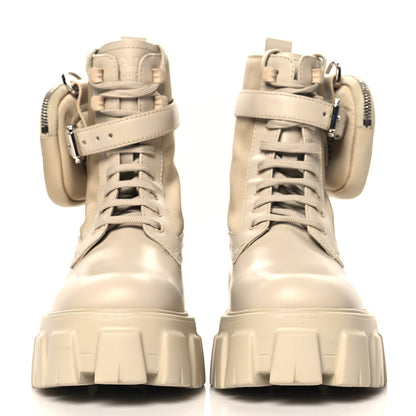 Prada Spazzolato Rois Re-Nylon Metal Triangle Logo Monolith Pouch Pocket 55mm Boots 36 Deserto 3 of 8