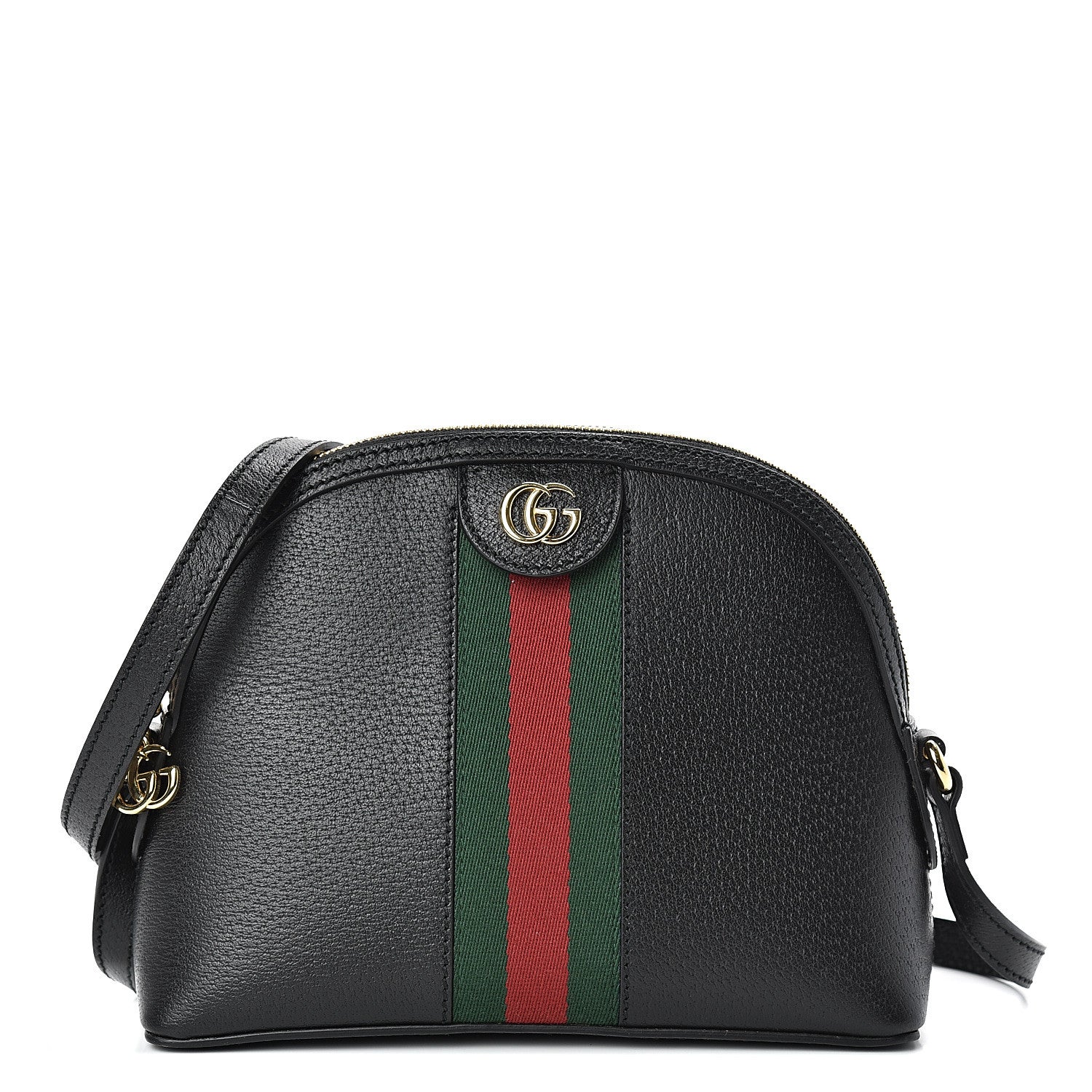 Gucci Calfskin GG Web Small Ophidia Dome Shoulder Bag Black 1 of 10